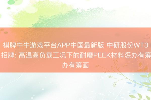 棋牌牛牛游戏平台APP中国最新版 中研股份WT351招牌: 高温高负载工况下的耐磨PEEK材料惩办有筹画