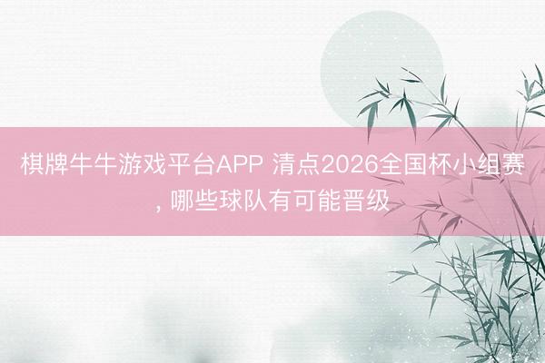 棋牌牛牛游戏平台APP 清点2026全国杯小组赛， 哪些球队有可能晋级