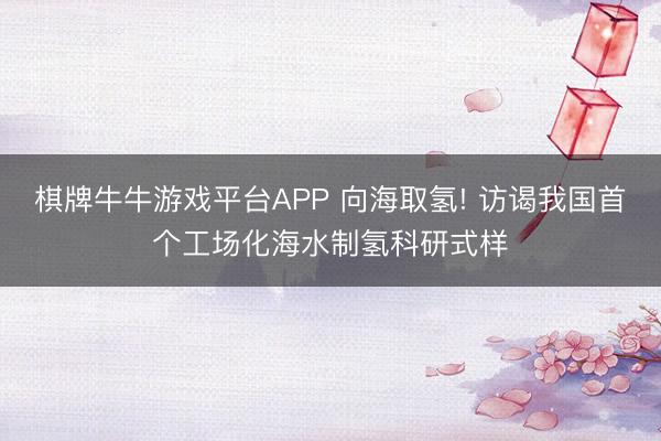 棋牌牛牛游戏平台APP 向海取氢! 访谒我国首个工场化海水制氢科研式样