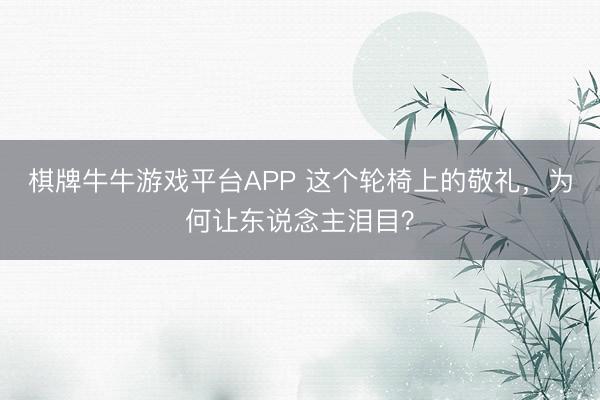 棋牌牛牛游戏平台APP 这个轮椅上的敬礼，为何让东说念主泪目？
